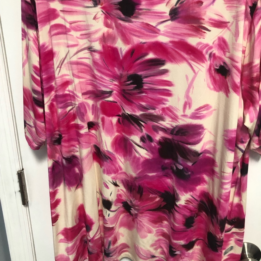 Johnny Was NWT 2X Plus top the Janie favorite mock neck stretchy tee PINK Floral - Picture 12 of 14